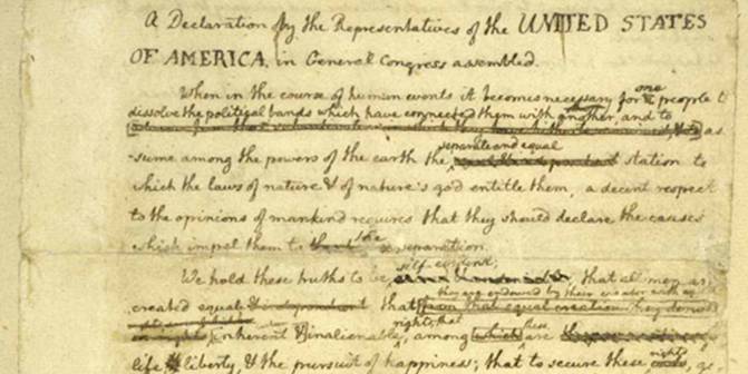 Declaration of Independence: rough draft with alterations